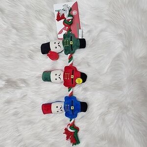 Christmas Nutcracker Squeeker Plush Dog Toy with Rope New with Tags 24" Length